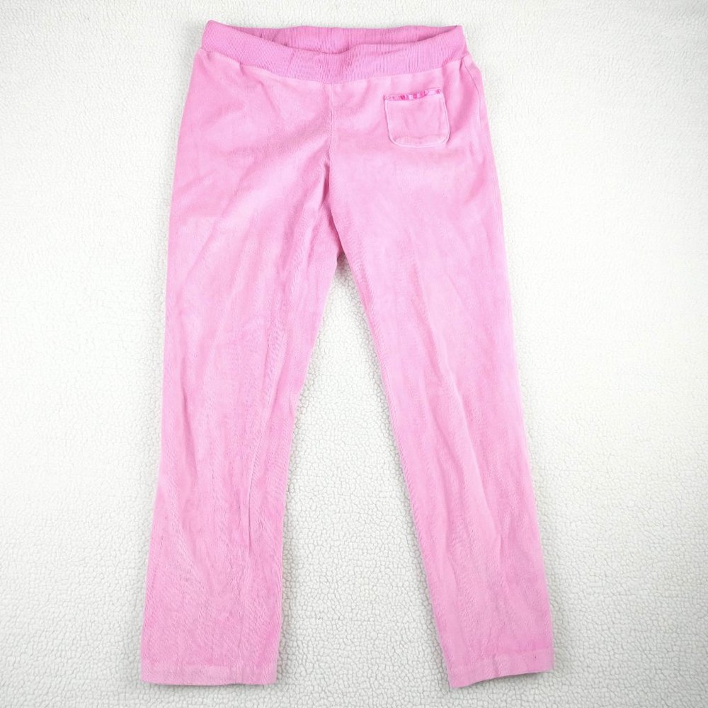 Vintage Velour Track Pants Womens Medium Pink Pocket Sporty Barbie Colorful Y2K